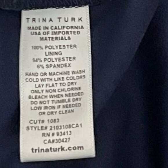 Trina Turk XS Indigo Navy Ikepono Sleeveless Mock Neck Racerback Top - Picture 7 of 7